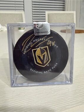 NHL Vegas Golden Knights Official Game Puck signed by ROBIN LEHNER